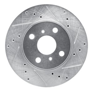 Chevrolet Prizm Brake Rotor (1) - Front Right - R1 Concepts - Drilled & Slotted - Silver - `93-`02